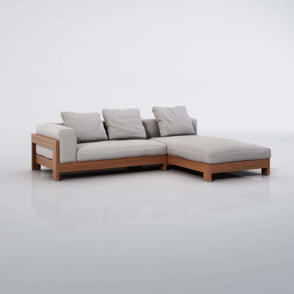 L - shaped wooden sofa set design - Sectional corner sofa - TimberCraft