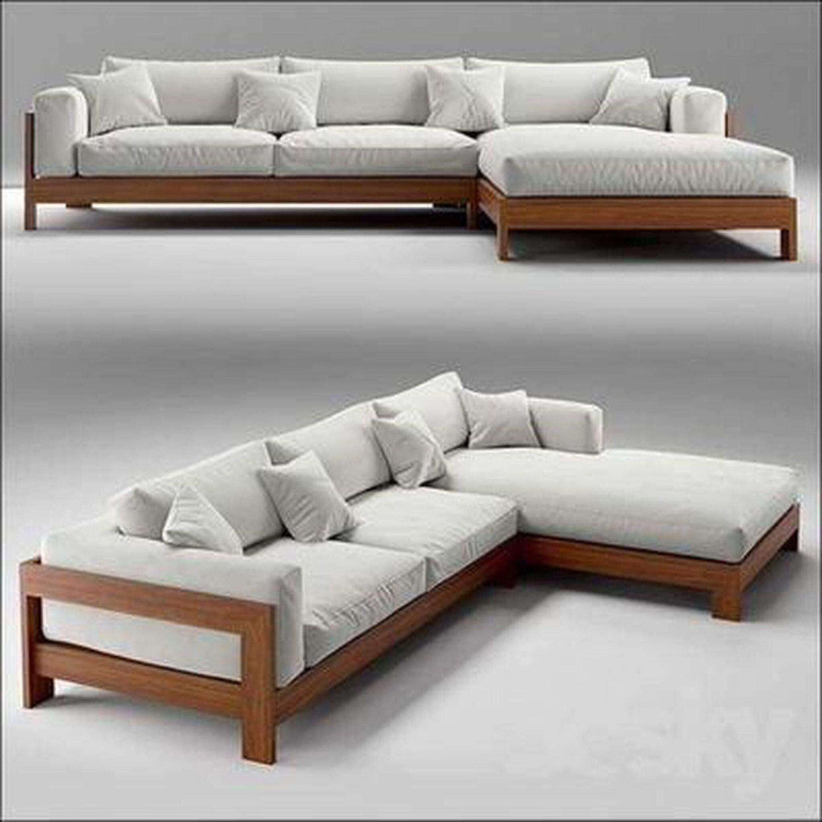 L - shaped wooden sofa set design - Sectional corner sofa - TimberCraft
