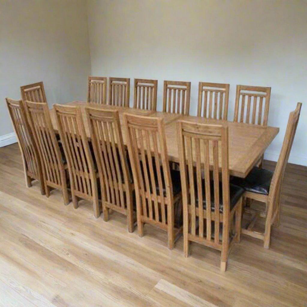 Large Dining Table Set in Natural Teak Wood Finish TDT - 2901 - TimberCraft