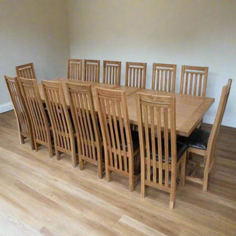 Large Dining Table Set in Natural Teak Wood Finish TDT - 2901 - TimberCraft