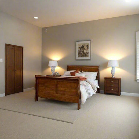 Louis Philippe teak wood double bed frame - TimberCraft