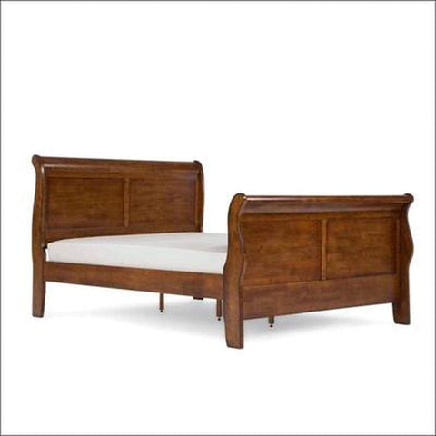 Louis Philippe teak wood double bed frame - TimberCraft
