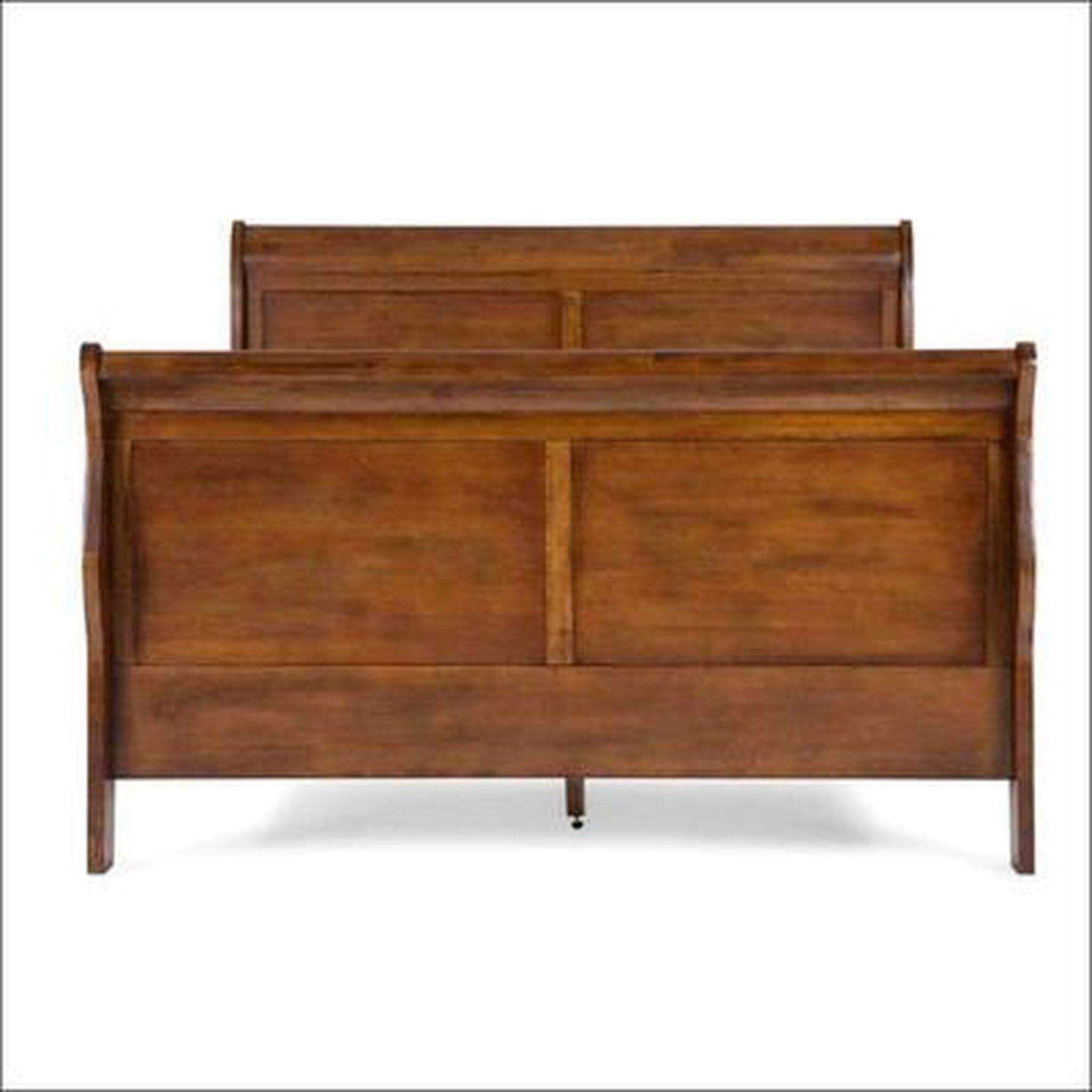 Louis Philippe teak wood double bed frame - TimberCraft