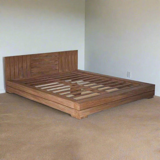 Low Floor Platform Bed Made Of Teak Wood - TimberCraft