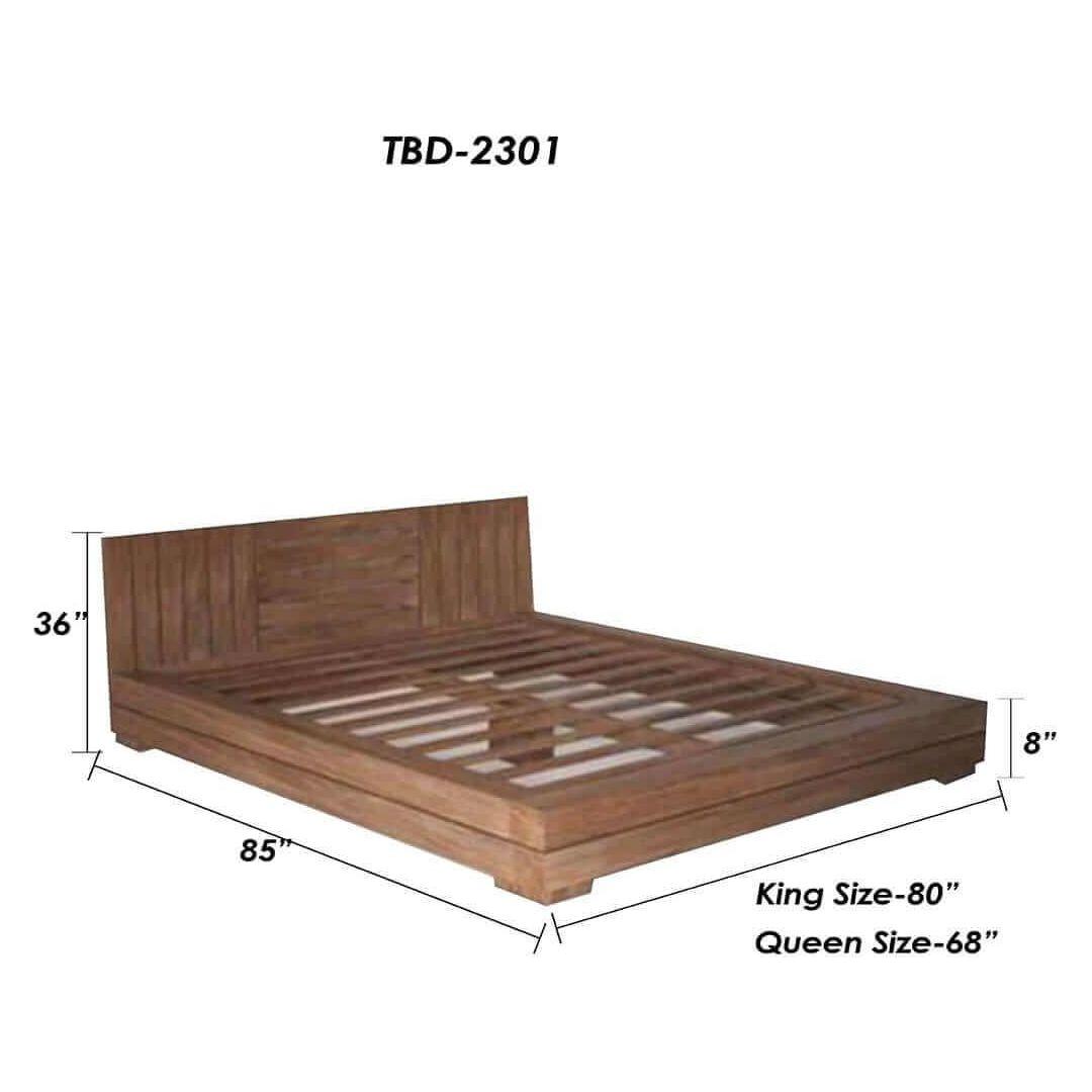 Low Floor Platform Bed Made Of Teak Wood - TimberCraft
