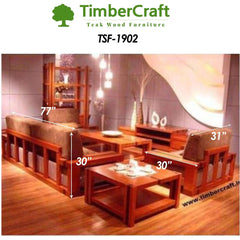 Low seating wooden sofa with a solid teak wood frame - TimberCraft