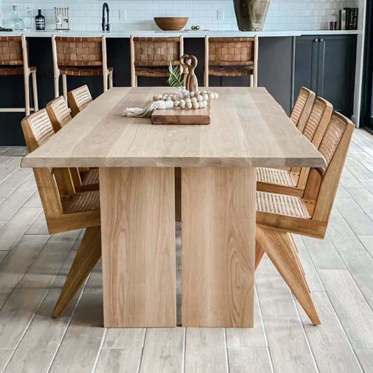 luxurious wooden dinning table , modern teak and cane big dinning table - TimberCraft