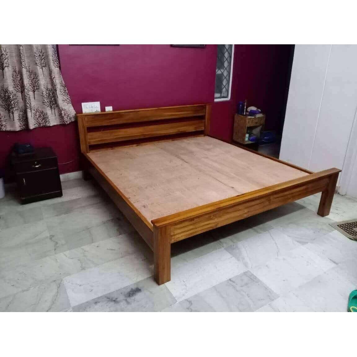 Pure Teak Wood Stylish Bed Handcrafted - TimberCraft