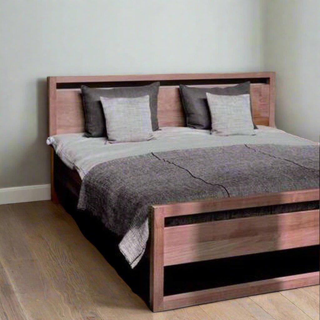 Solid Teak Platform Bed | Walnut Finish | Scandinavian Design - TimberCraft
