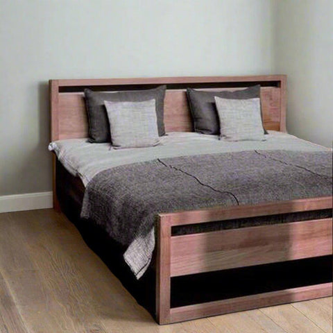 Solid Teak Platform Bed | Walnut Finish | Scandinavian Design - TimberCraft