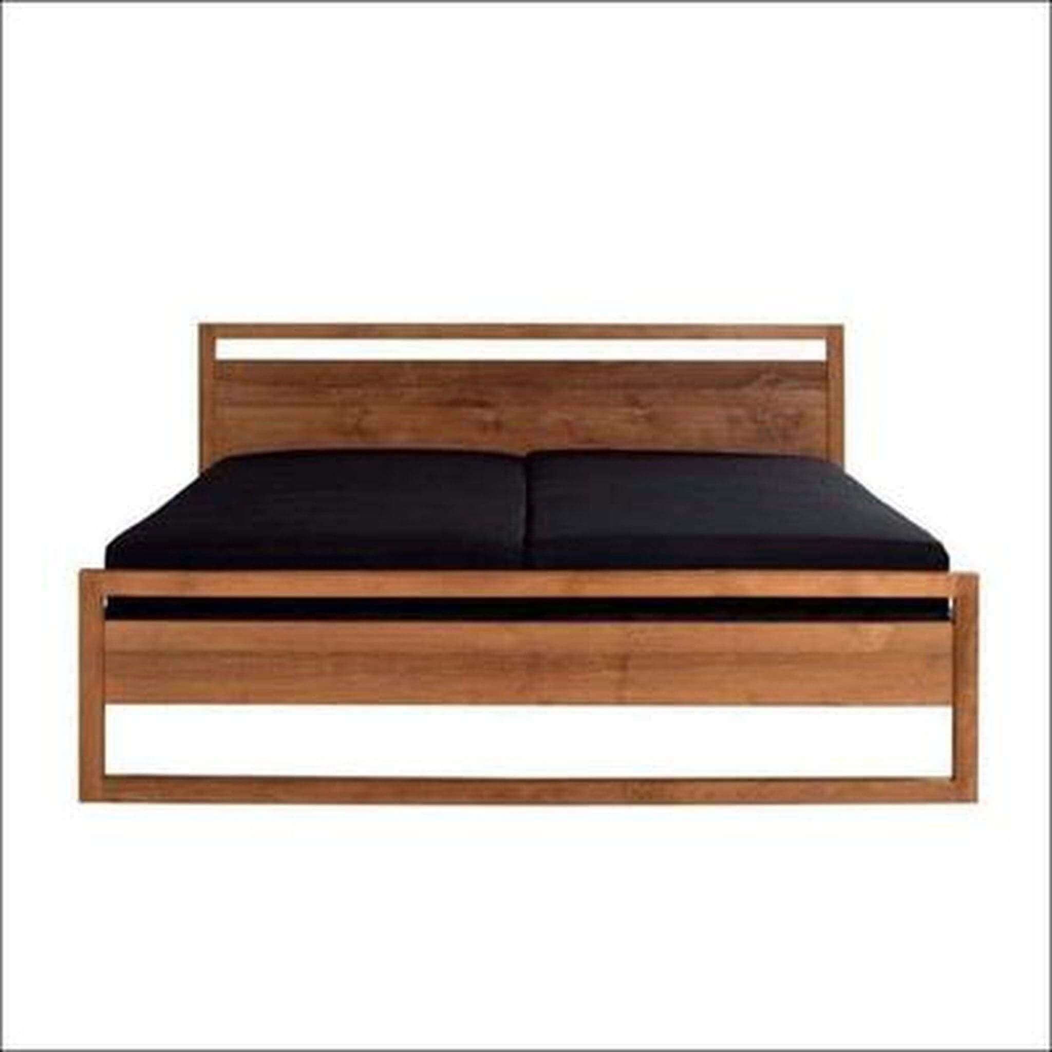 Solid Teak Platform Bed | Walnut Finish | Scandinavian Design - TimberCraft