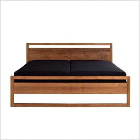 Solid Teak Platform Bed | Walnut Finish | Scandinavian Design - TimberCraft