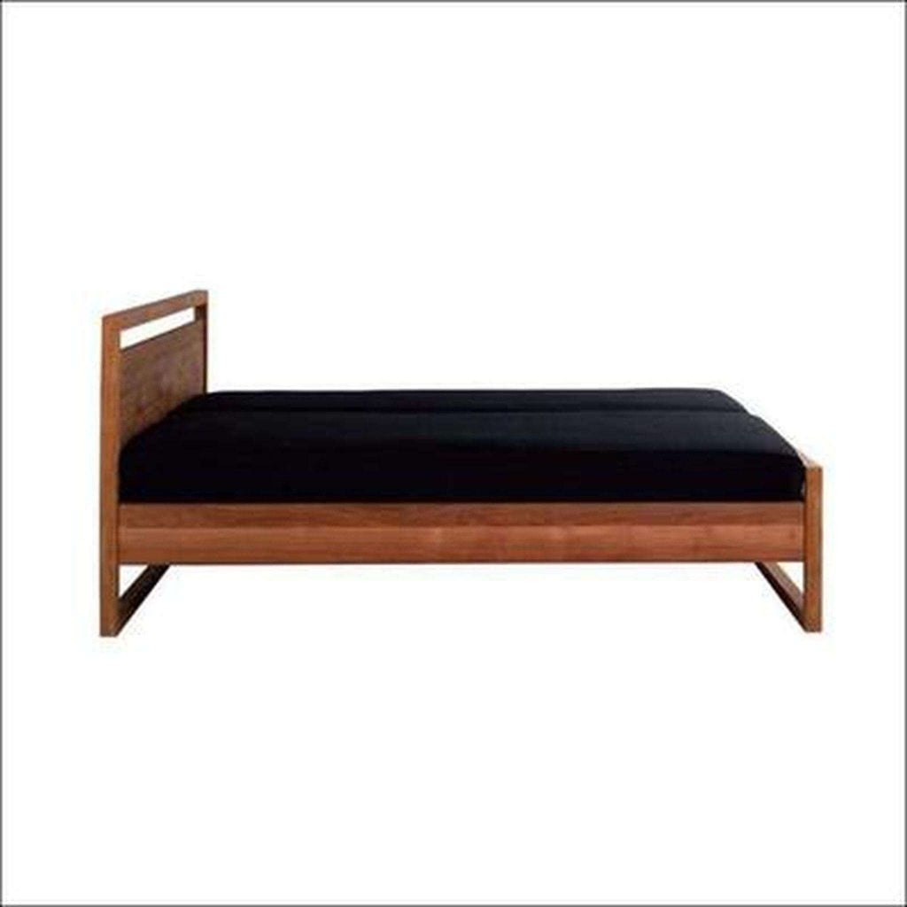 Solid Teak Platform Bed | Walnut Finish | Scandinavian Design - TimberCraft