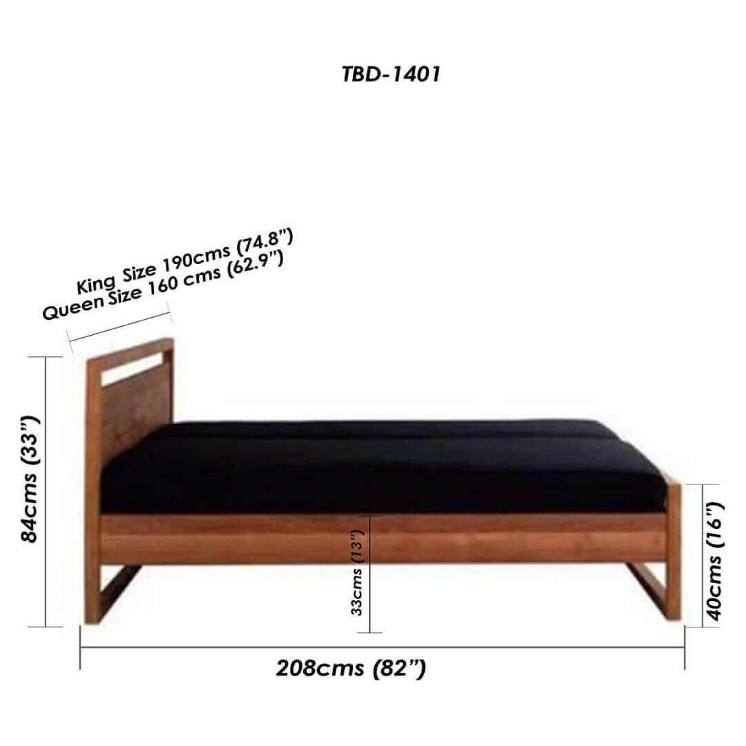 Solid Teak Platform Bed | Walnut Finish | Scandinavian Design - TimberCraft