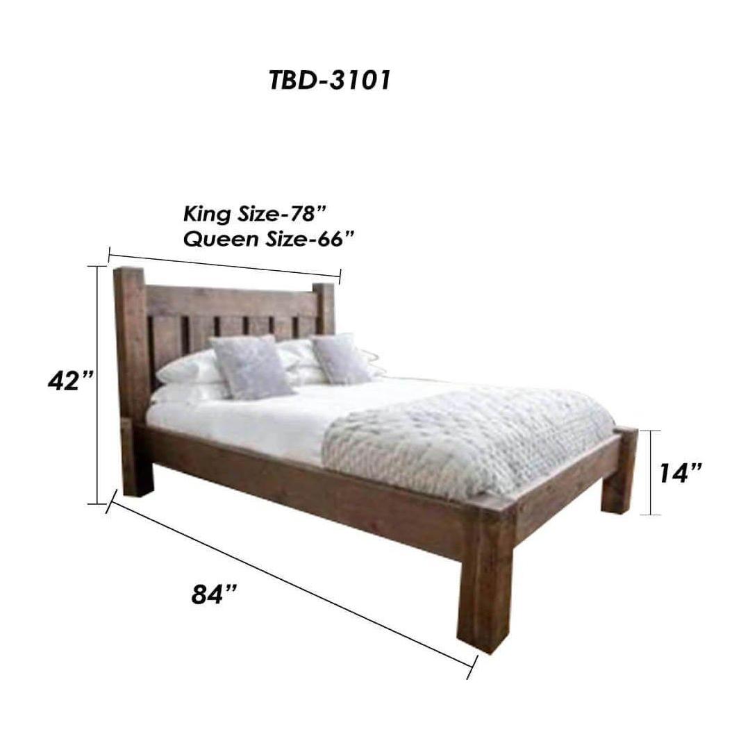 Solid Wood Rustic Farm House Bed In Distress Finish - TimberCraft