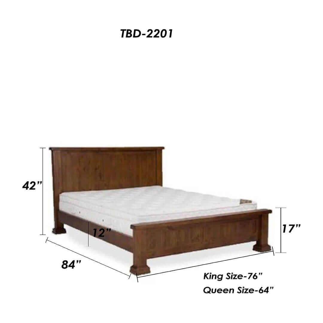 Stylish rustic teak wood bed frame - TimberCraft