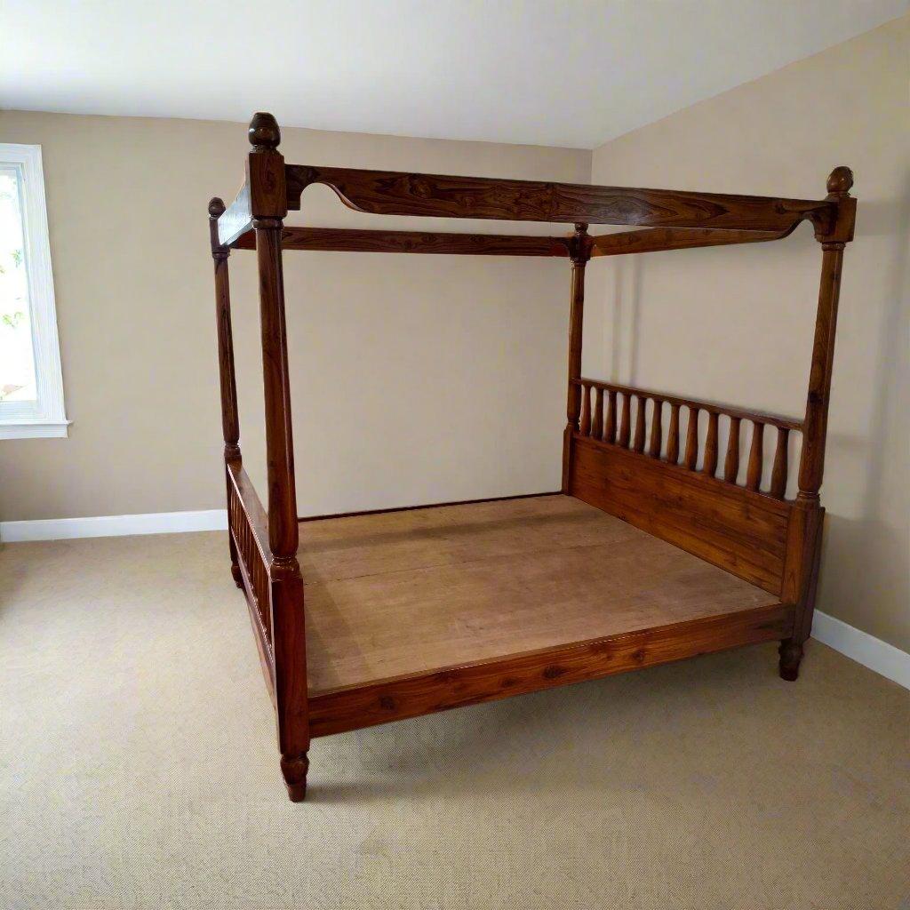 Surahi Teak Wood Poster Bed - TimberCraft