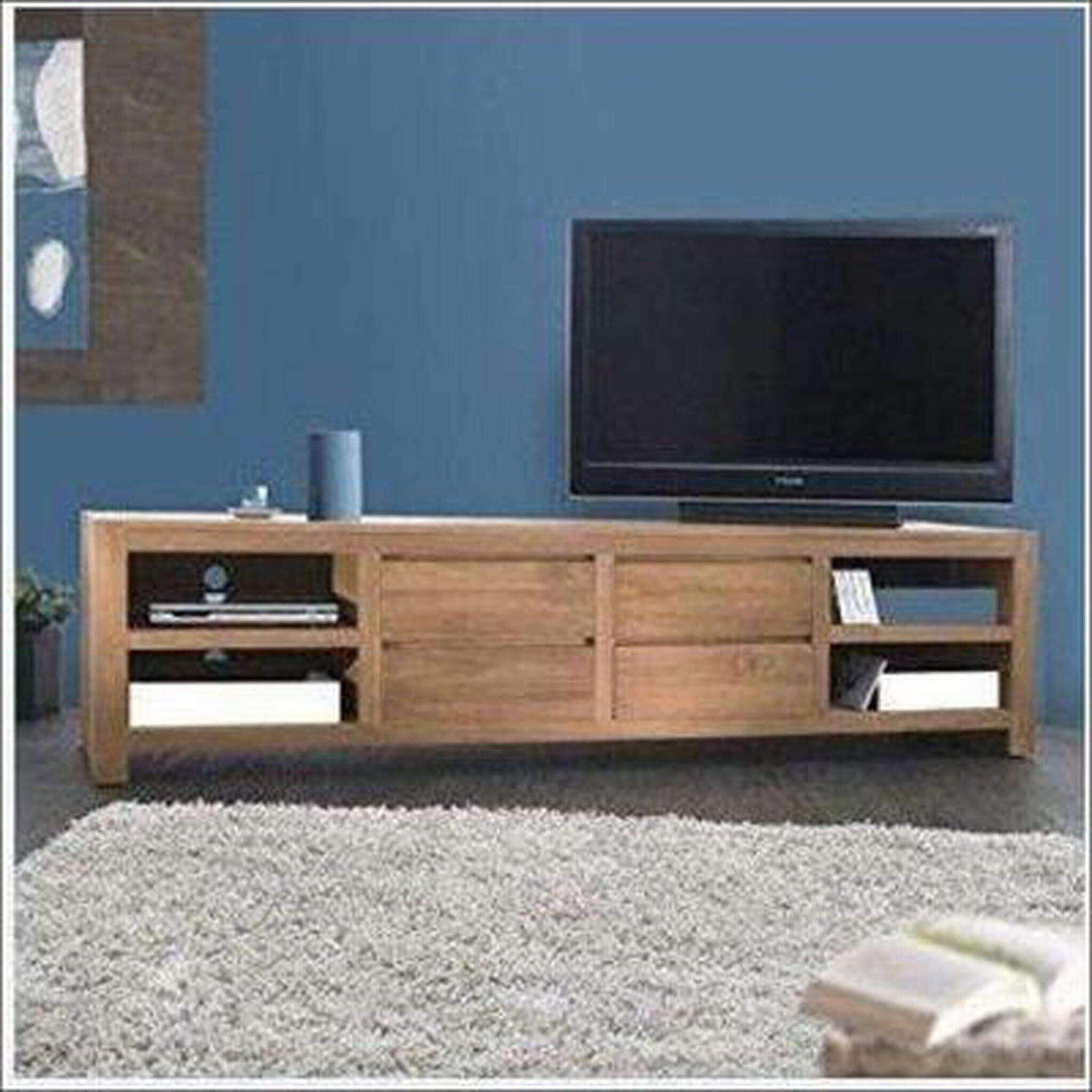 Teak TV Cabinet With 4 Drawers and 4 shelves - TimberCraft