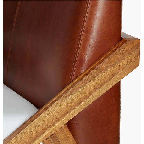 Teak Wood Bed With Italian Leather Upholstered Headboard - TimberCraft