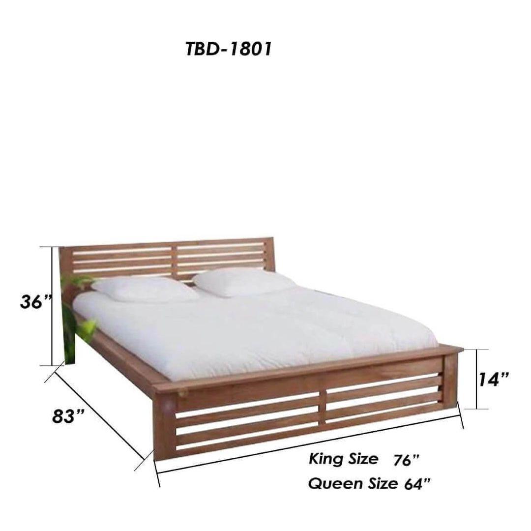Teak Wood Bed With Slatted headboard TBD - 1801 - TimberCraft