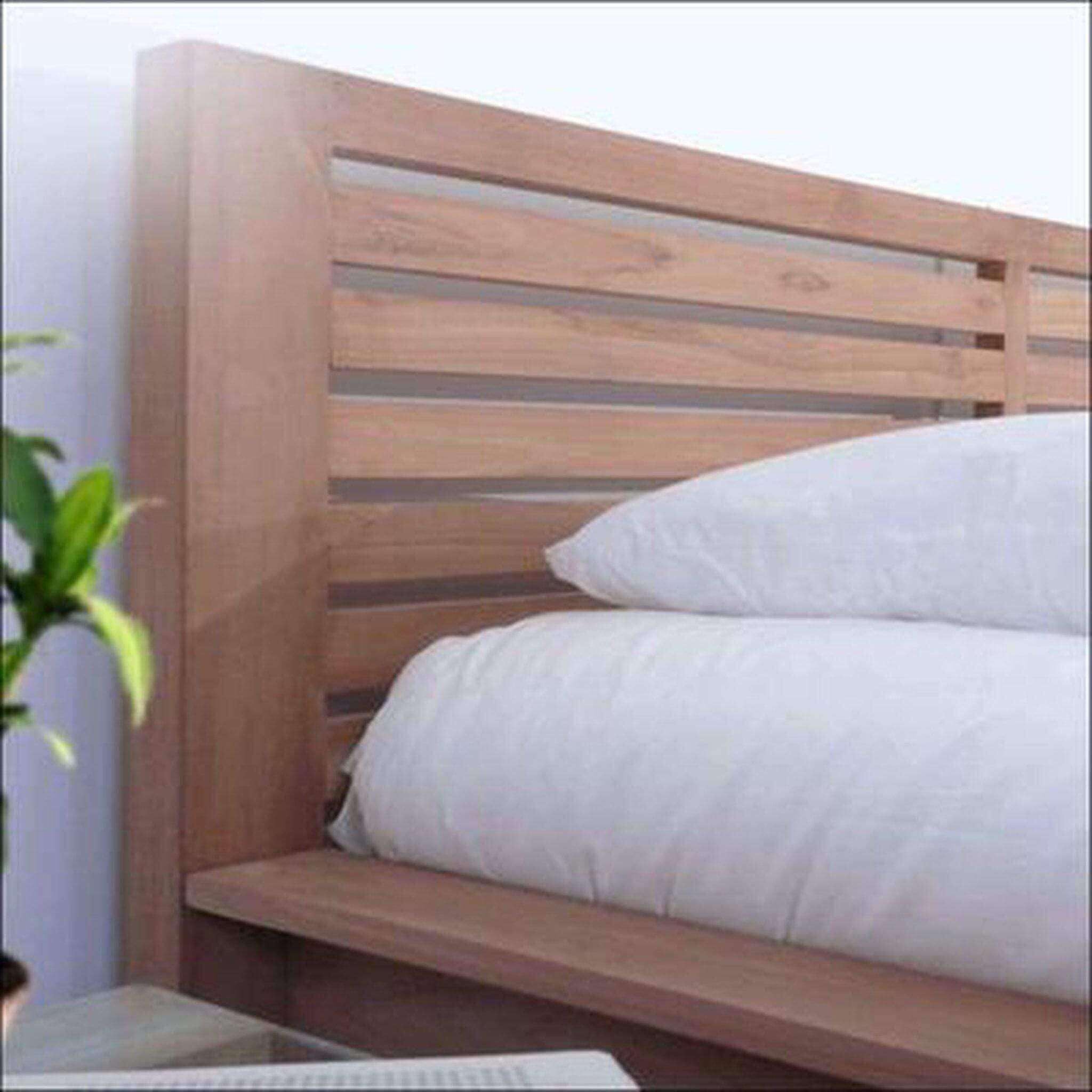 Teak Wood Bed With Slatted headboard TBD - 1801 - TimberCraft