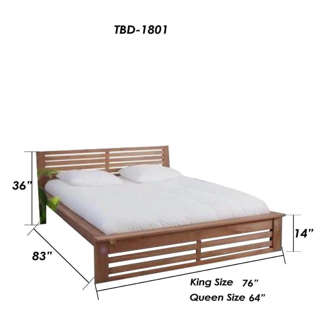 Teak Wood Bed With Slatted headboard TBD-1801 - TimberCraft