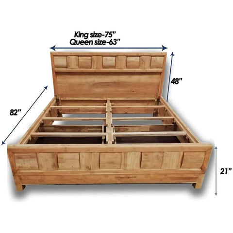 Teak Wood Block Bed Walnut - King Size - TimberCraft