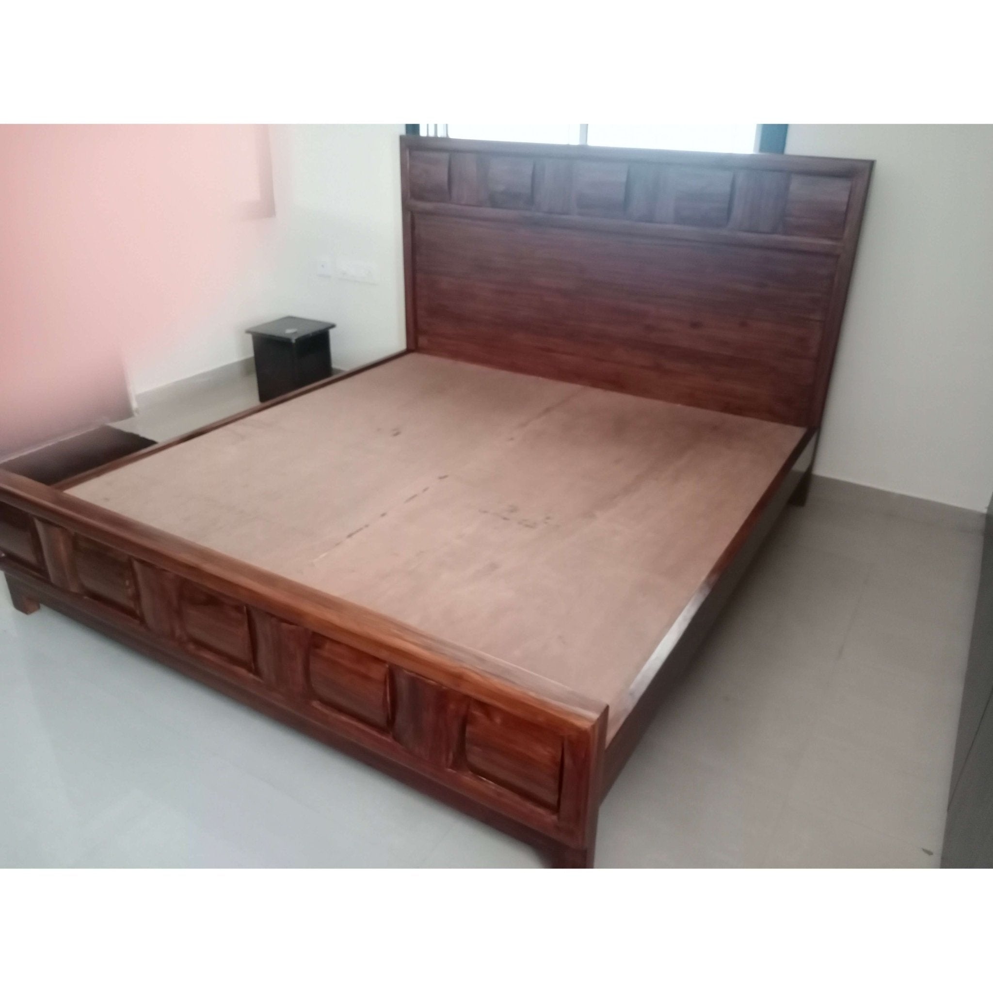 Teak Wood Block Bed Walnut - King Size - TimberCraft