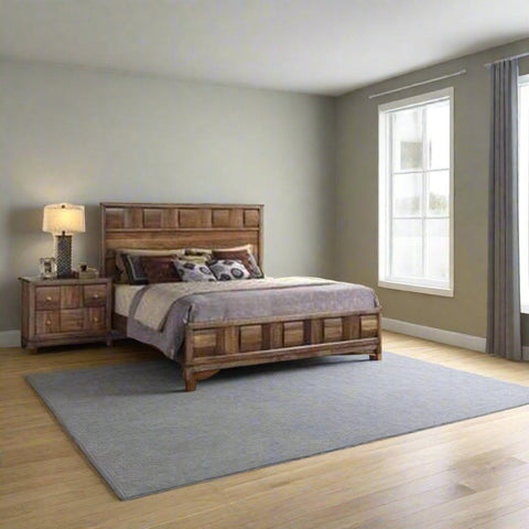 Teak Wood Block Bed Walnut - King Size - TimberCraft