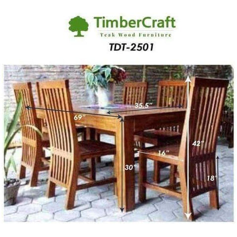 Teak Wood Contemporary Dining Set TDT - 2501 - TimberCraft