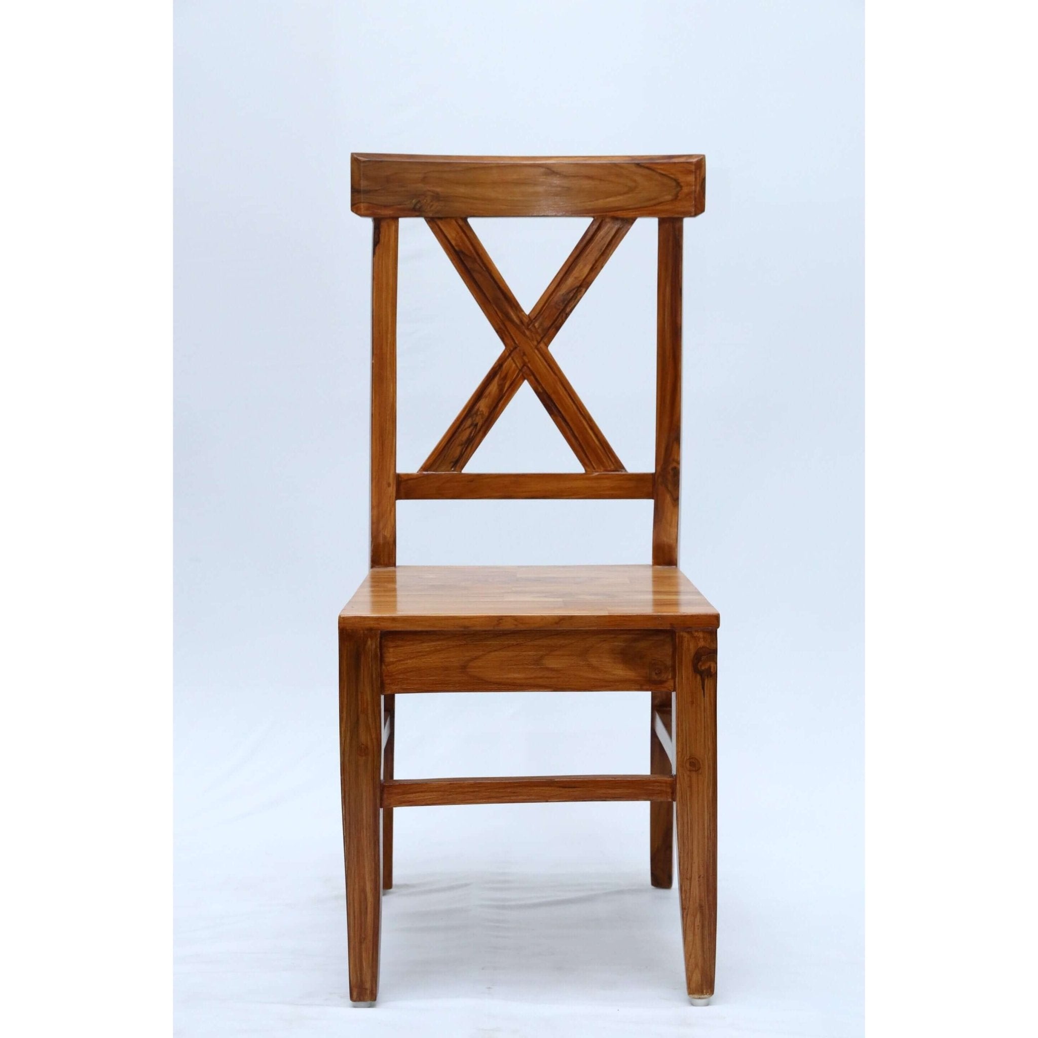 Teak wood dining chair with a X shaped backrest tch - 2201 - TimberCraft