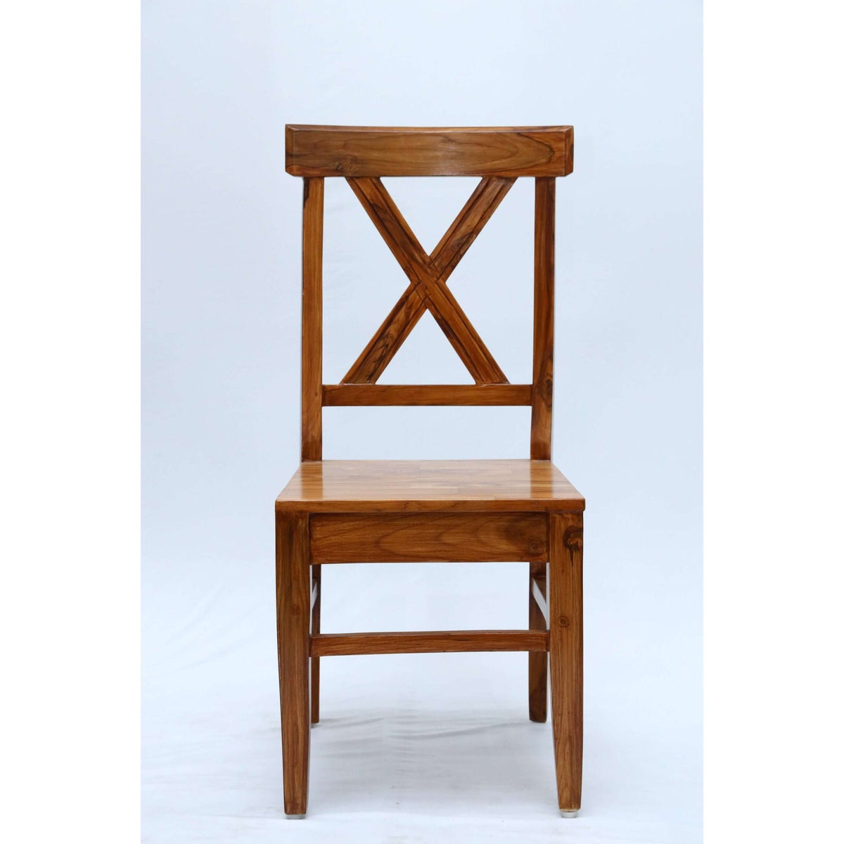 Teak wood dining chair with a X shaped backrest tch - 2201 - TimberCraft