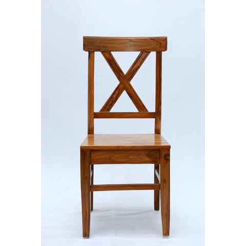 Teak wood dining chair with a X shaped backrest tch - 2201 - TimberCraft