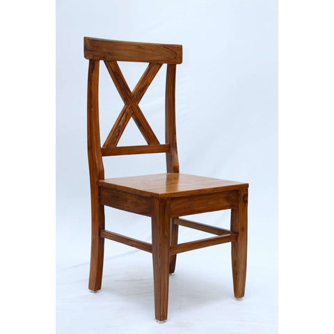 Teak wood dining chair with a X shaped backrest tch - 2201 - TimberCraft
