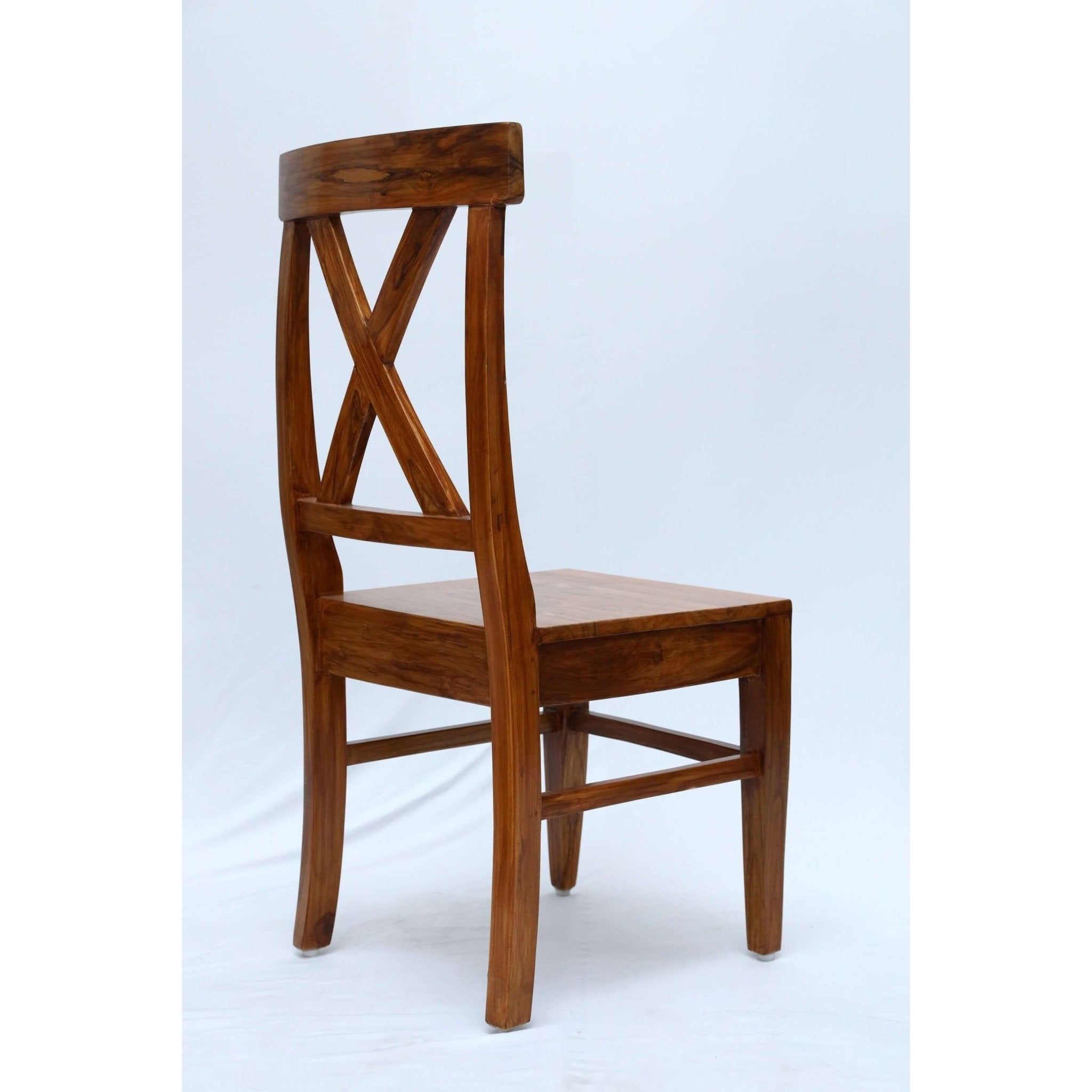 Teak wood dining chair with a X shaped backrest tch - 2201 - TimberCraft