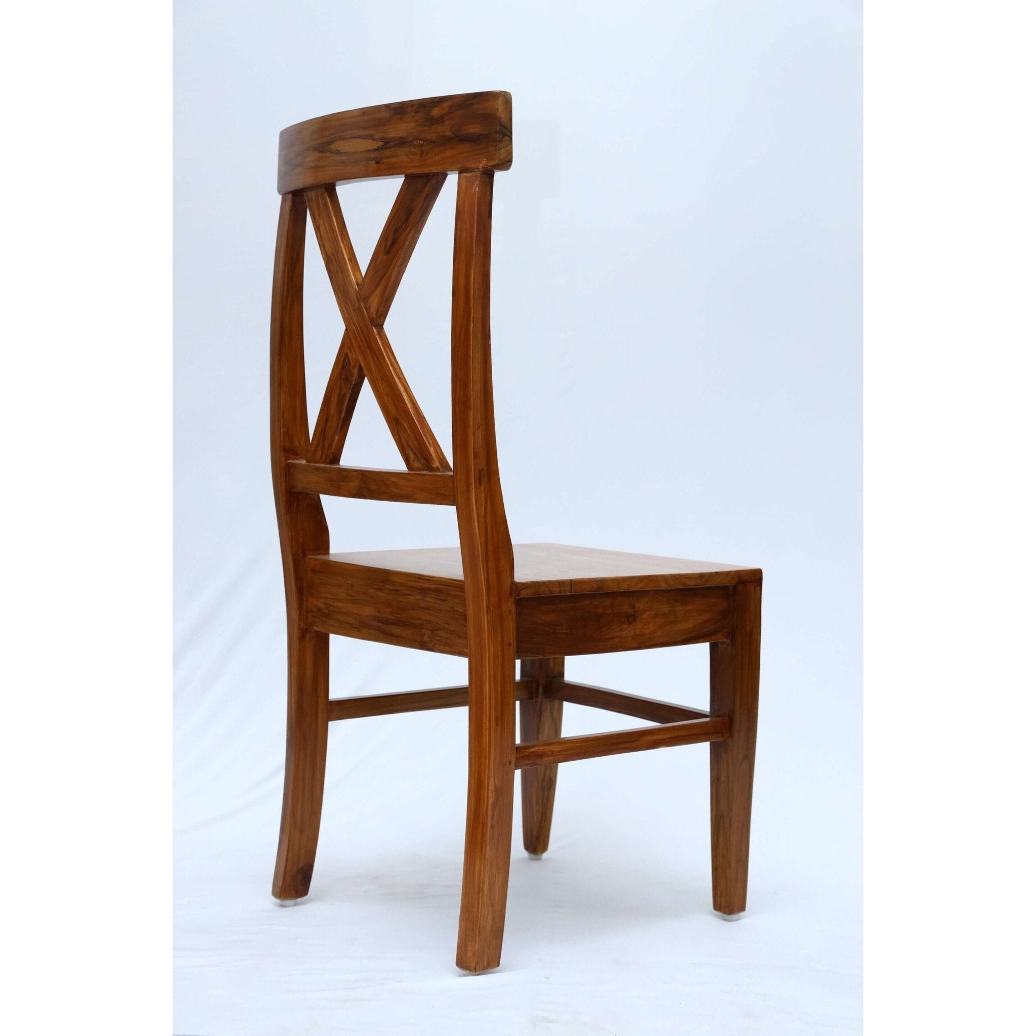 Teak wood dining chair with a X shaped backrest tch - 2201 - TimberCraft