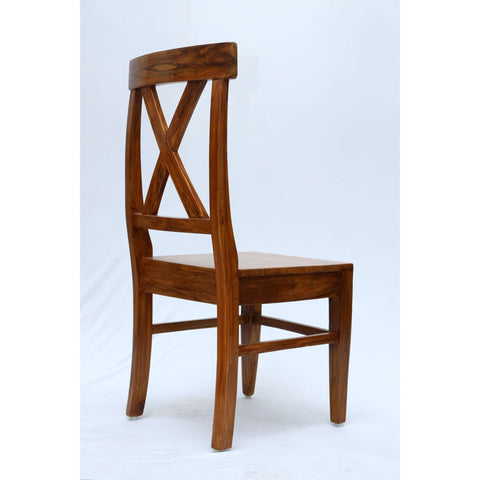 Teak wood dining chair with a X shaped backrest tch - 2201 - TimberCraft