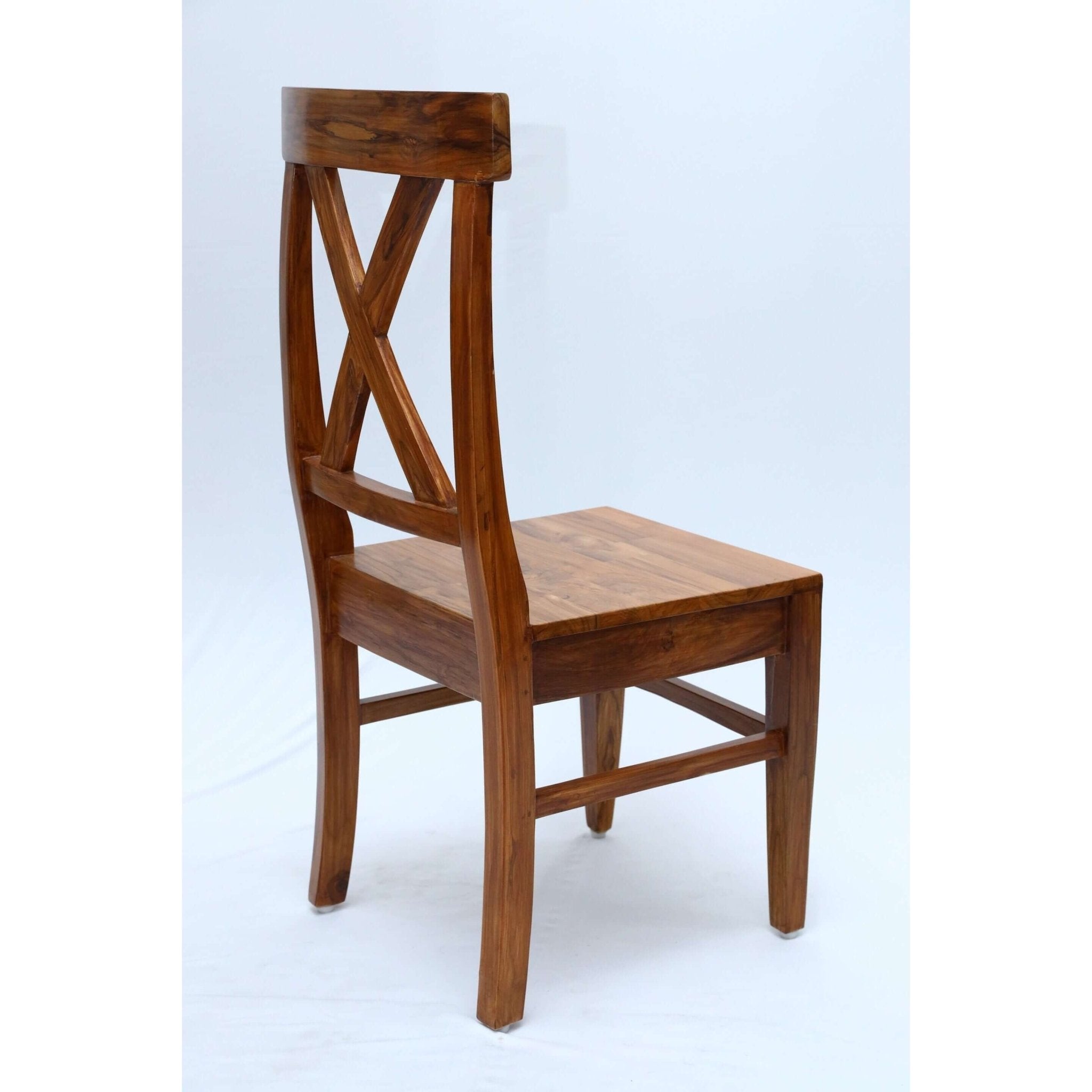 Teak wood dining chair with a X shaped backrest tch - 2201 - TimberCraft