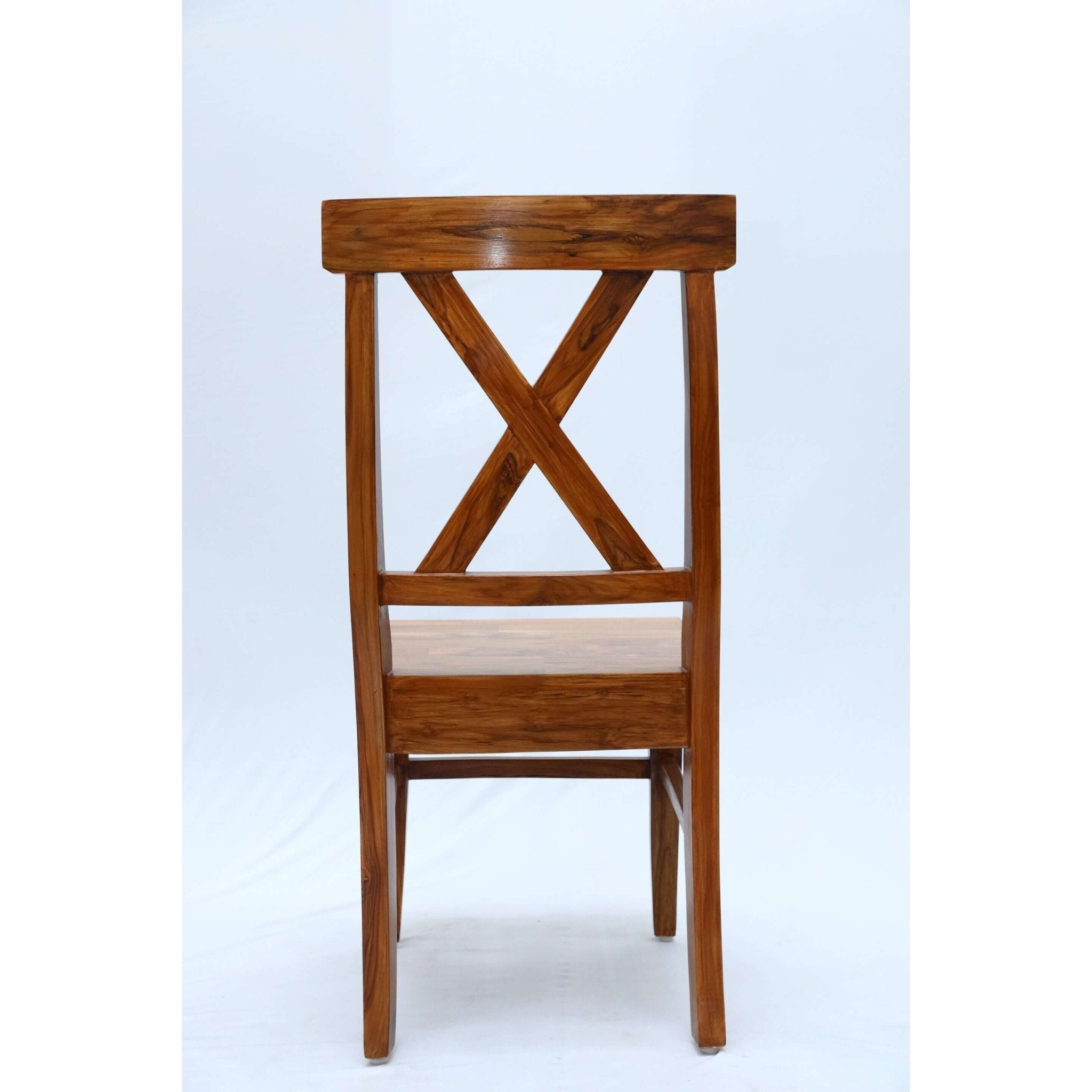 Teak wood dining chair with a X shaped backrest tch - 2201 - TimberCraft