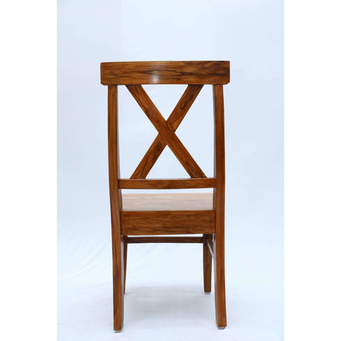 Teak wood dining chair with a X shaped backrest tch - 2201 - TimberCraft