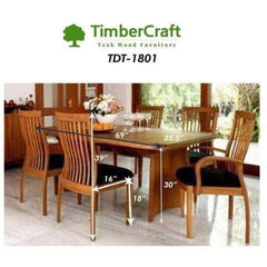 Teak Wood Dining Room Table & Chairs Set TDT-1801 - TimberCraft