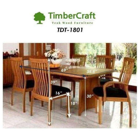 Teak Wood Dining Room Table & Chairs Set TDT - 1801 - TimberCraft