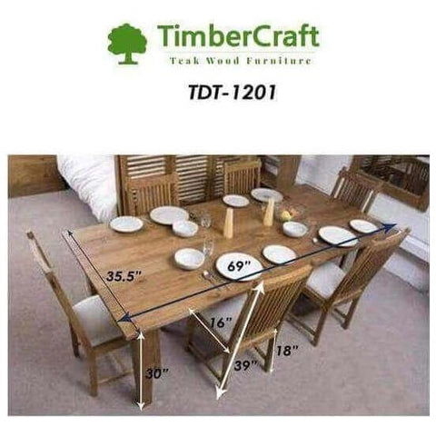 Teak Wood Dining Table Set TDT - 1201 - TimberCraft