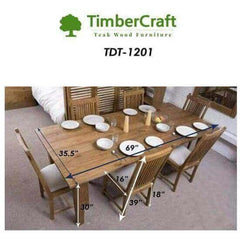 Teak Wood Dining Table Set TDT-1201 - TimberCraft