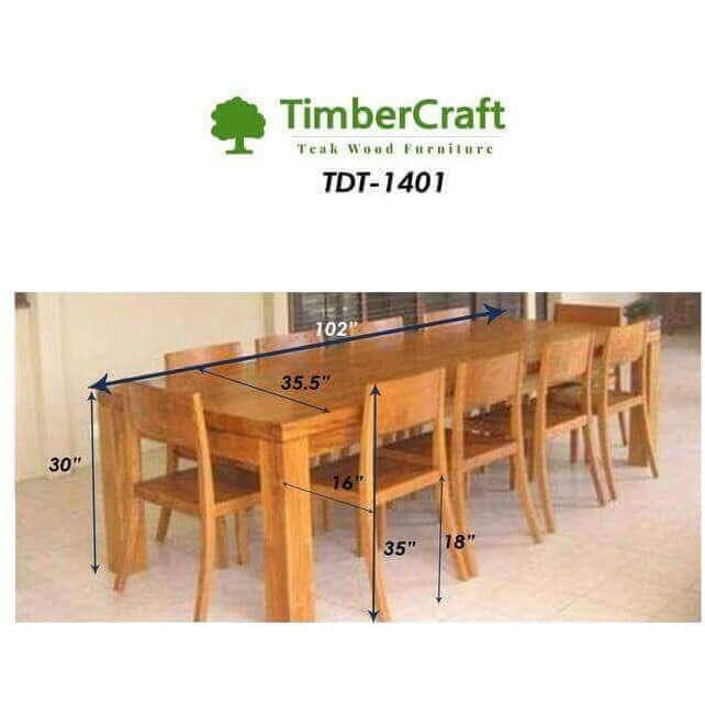 Teak Wood Dining Table Set TDT-1401 - TimberCraft