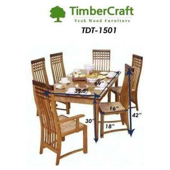 Teak Wood Dining Table Set TDT - 1501 - TimberCraft