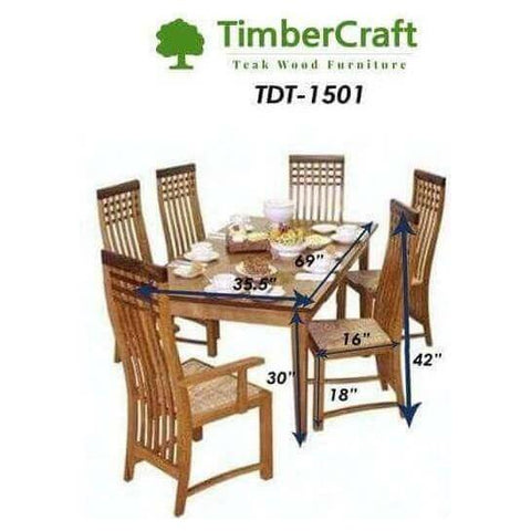 Teak Wood Dining Table Set TDT - 1501 - TimberCraft