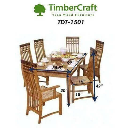 Teak Wood Dining Table Set TDT-1501 - TimberCraft