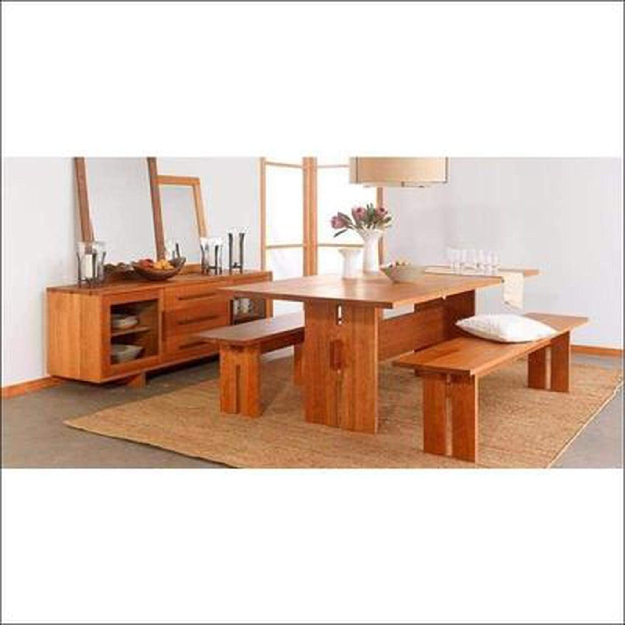 Teak Wood Dining Table With 2 Benches TDT-2101 - TimberCraft