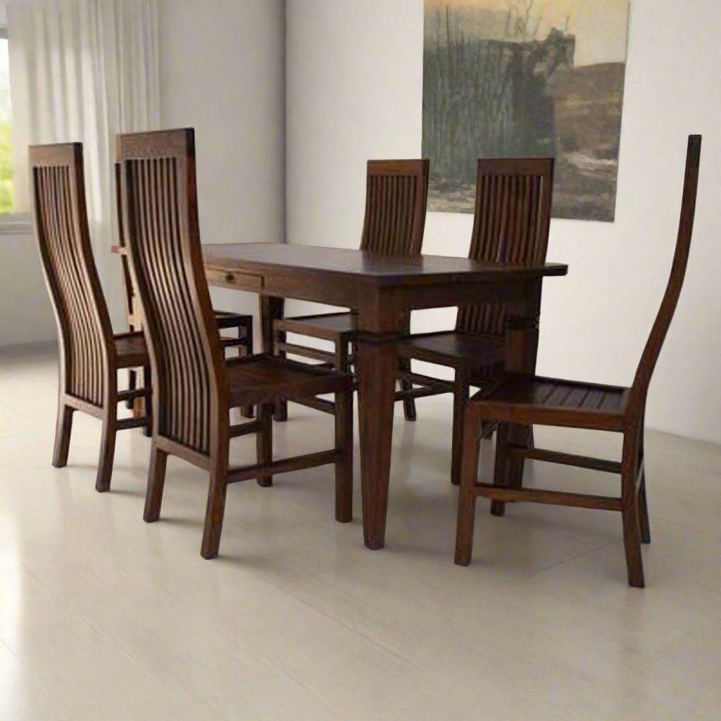 Teak Wood Dining Table With 6 Chairs TDT - 3001 - TimberCraft